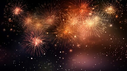 Fototapeta na wymiar Fireworks in the night sky, New Year celebration. Holiday background. Generative AI.