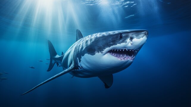 Great white shark ocean style underwater image Ai generated art