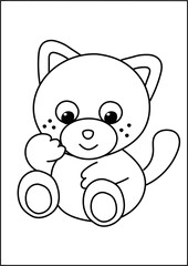 Coloring page for children cat with lines illustration