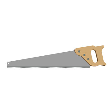 crosscut hand saw flat vector illustration clipart isolated on white background