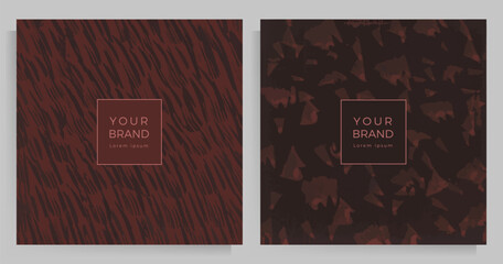 Grunge texture set of covers. Template with splashes of paint for the design of your invitation, menu, catalog, brochure. Vector illustration in brown tones.