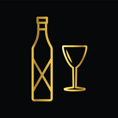 gold color glass and bottles icon, vector, template, logo, trendy, collection, flat, design