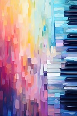 Music poster with colorful abstract piano keyboard