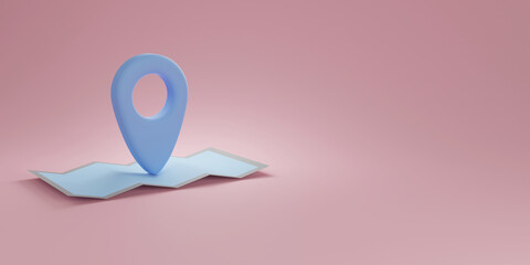 Blue locator 3d icon. Map location pin illustration marker.