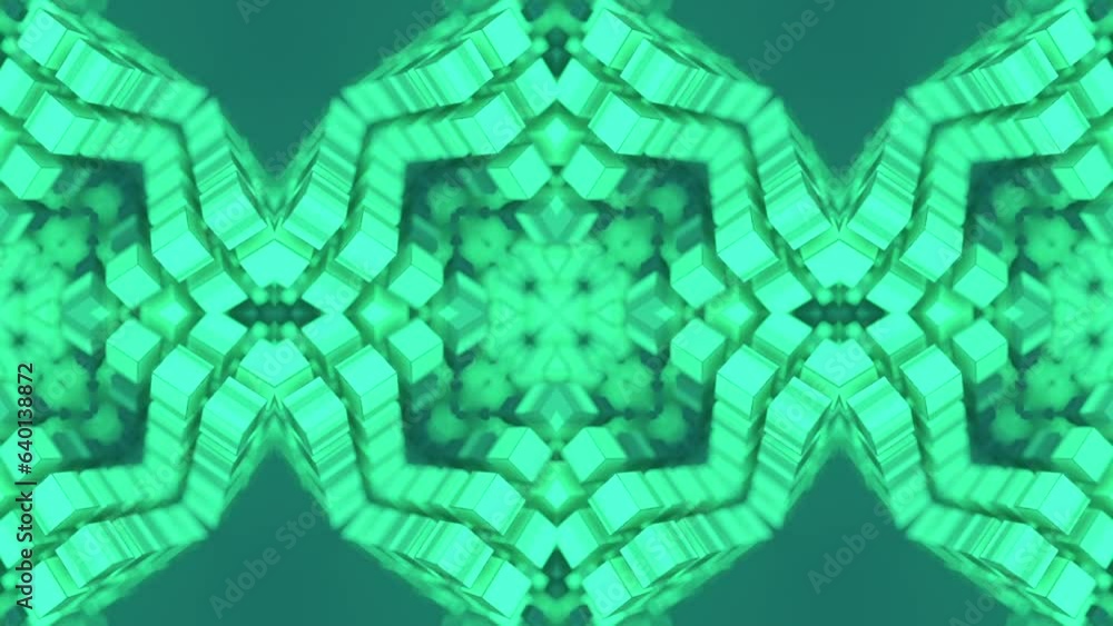 Leinwandbilder Moving kaleidoscopic pattern of rectangular shapes. 3d rendering loop animation