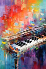 Music poster with colorful abstract piano keyboard