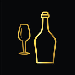 gold color glass and bottles icon, vector, template, logo, trendy, collection, flat, design