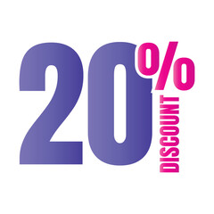 20 percent discount deal icon, 20% special offer discount vector, 20 percent sale price reduction offer, Friday shopping sale discount percentage design
