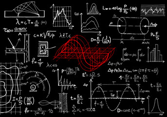 Fototapeta premium Formulas about noise reduction in buildings structures - noise pollution concept illustration