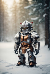 robot in knight armour - obrazy, fototapety, plakaty