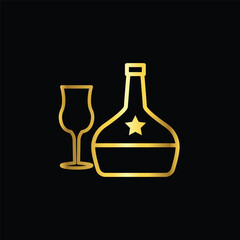 gold color glass and bottles icon, vector, template, logo, trendy, collection, flat, design