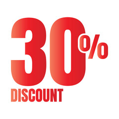30 percent discount deal icon, 30% special offer discount vector, 30 percent sale price reduction offer, Friday shopping sale discount percentage design