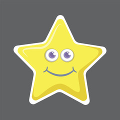 Little star. Cute yellow smiling vector isolated on white background. Design for fashion fabrics, textile graphics, prints, stickers. Cute star