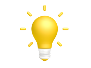 Yellow light bulb. Isolated. 3d illustration.