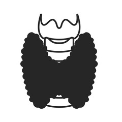 Healthy thyroid gland lobe icon. Thyroid hormones function. Endocrine system disease. Hyperthyroidism and hypothyroidism. Medical concept. Negative space. Isolated linear vector illustration.