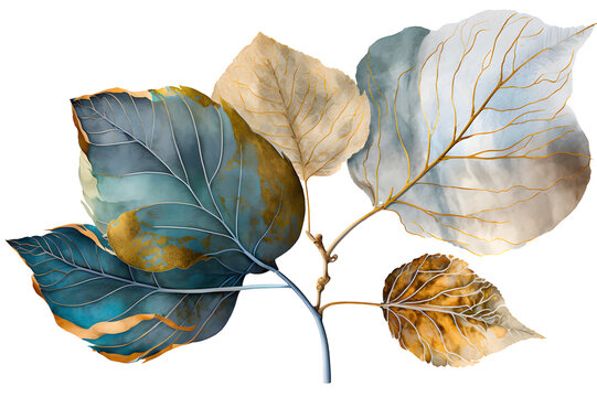 Fig Leaf in watercolor also known as Ficus Carica or Sycamore Fig