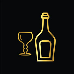 gold color glass and bottles icon, vector, template, logo, trendy, collection, flat, design