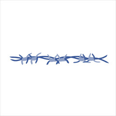 Barbed wire fence border frame illustration. Sharp thorns of barbwire barrier zone. Protection and security concept. Vector illustration.
