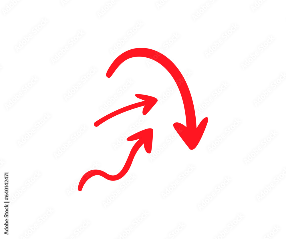 Poster collection red curved arrows sign. set of simple arrows isolated on white background. arrow mark ico