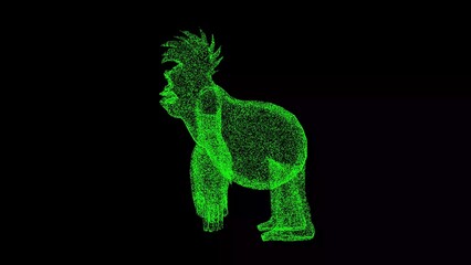 3D funny gorilla on black bg. Funny animals concept. Business advertising backdrop. For title, text, presentation. 3d animation.