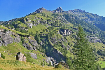 Fototapeta na wymiar La salita verso il Parco Naturale Alpe Veglia e Alpe Devero, Valle d'Ossola - Piemonte 