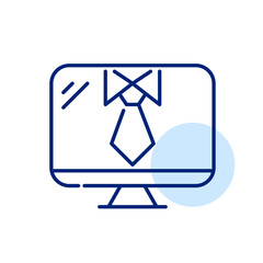 Working on a desktop computer. Shirt and tie. Pixel perfect, editable stroke icon