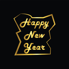 gold color happy new year icon, vector, template, logo, trendy, collection, flat, design
