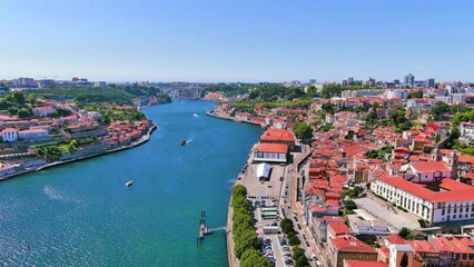 Porto, Portugal: Aerial view of famous European city - landscape panorama of Southern Europe from above