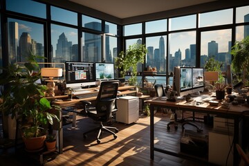 office room with home and startup style