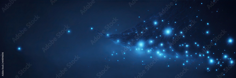 Poster abstract blue background with glowing particles. modern blue background space concept. website heade