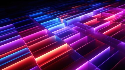3d render abstract geometric background of colorful neon lines glowing in the dark futuristic wallpaper.