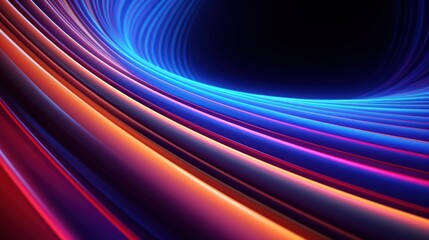 3d render abstract geometric background of colorful neon lines glowing in the dark futuristic wallpaper.