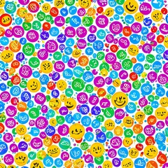 colorful of many lovely unique smile doodle element