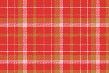 Plaid background, check seamless pattern in red. Vector fabric texture for textile print, wrapping paper, gift card or wallpaper.