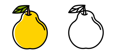 Pear icon in color and black and white. Pixel perfect scalable to 384px, 192px, 96px, 48px and other. Vector illustration EPS10