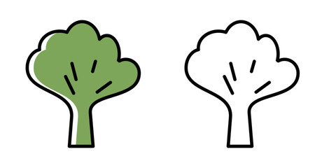 Broccoli icon in color and black and white. Pixel perfect scalable to 384px, 192px, 96px, 48px and other. Vector illustration EPS10
