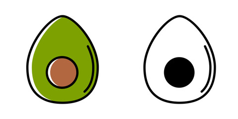 Avocado icon in color and black and white. Pixel perfect scalable to 384px, 192px, 96px, 48px and other. Vector illustration EPS10