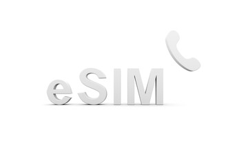 ESIM concept white background 3d render illustration