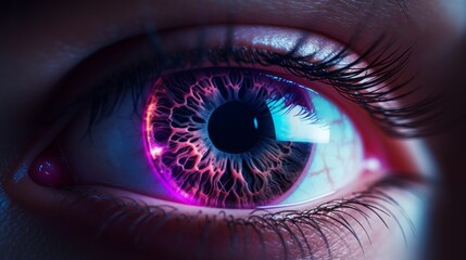 Eye in Synthwave style. Generative AI
