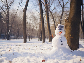 Obraz premium snowman in the forest