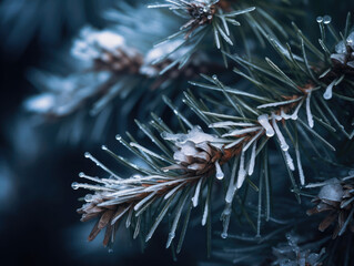 Naklejka na ściany i meble close up of christmas tree with frost