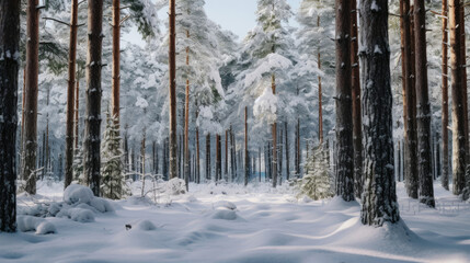 winter forest in the snow