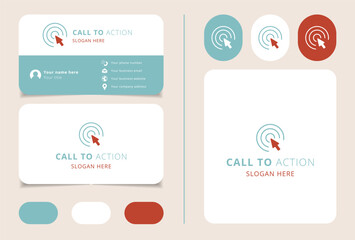 Call to action logo design with editable slogan. Branding book and business card template.