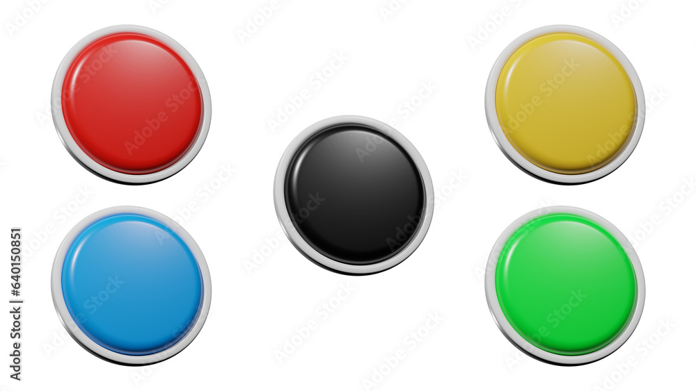 Aufkleber 3d button isolated, 3d colorful button for web design