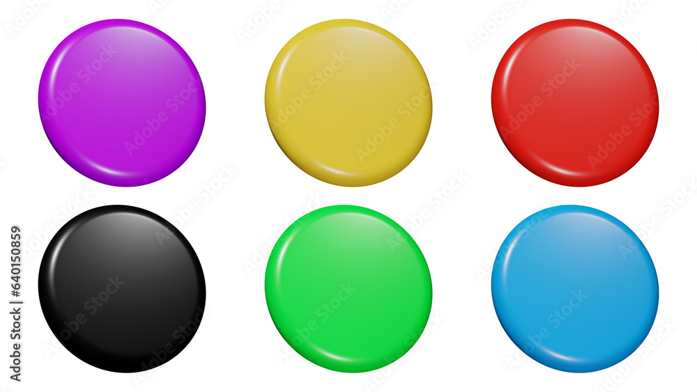 Aufkleber 3d button isolated, 3d colorful button for web design