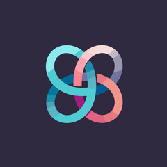 Online learning filled gradient logo. Business automation. Linked rings. Design element. Created with artificial intelligence. Ai art for corporate branding, saas company, financial advisor