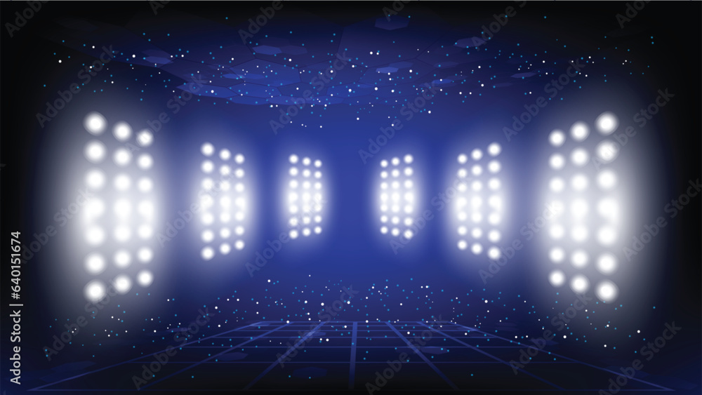 Poster abstract background stadium stage hall with scenic lights of round futuristic technology user interf