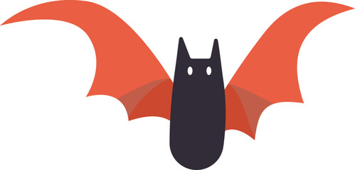 Cartoon orange black bat for Halloween holiday design elements concept.