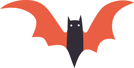 Cartoon orange black bat for Halloween holiday design elements concept.