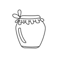 Vector linear illustration of a jar of honey, in doodle style